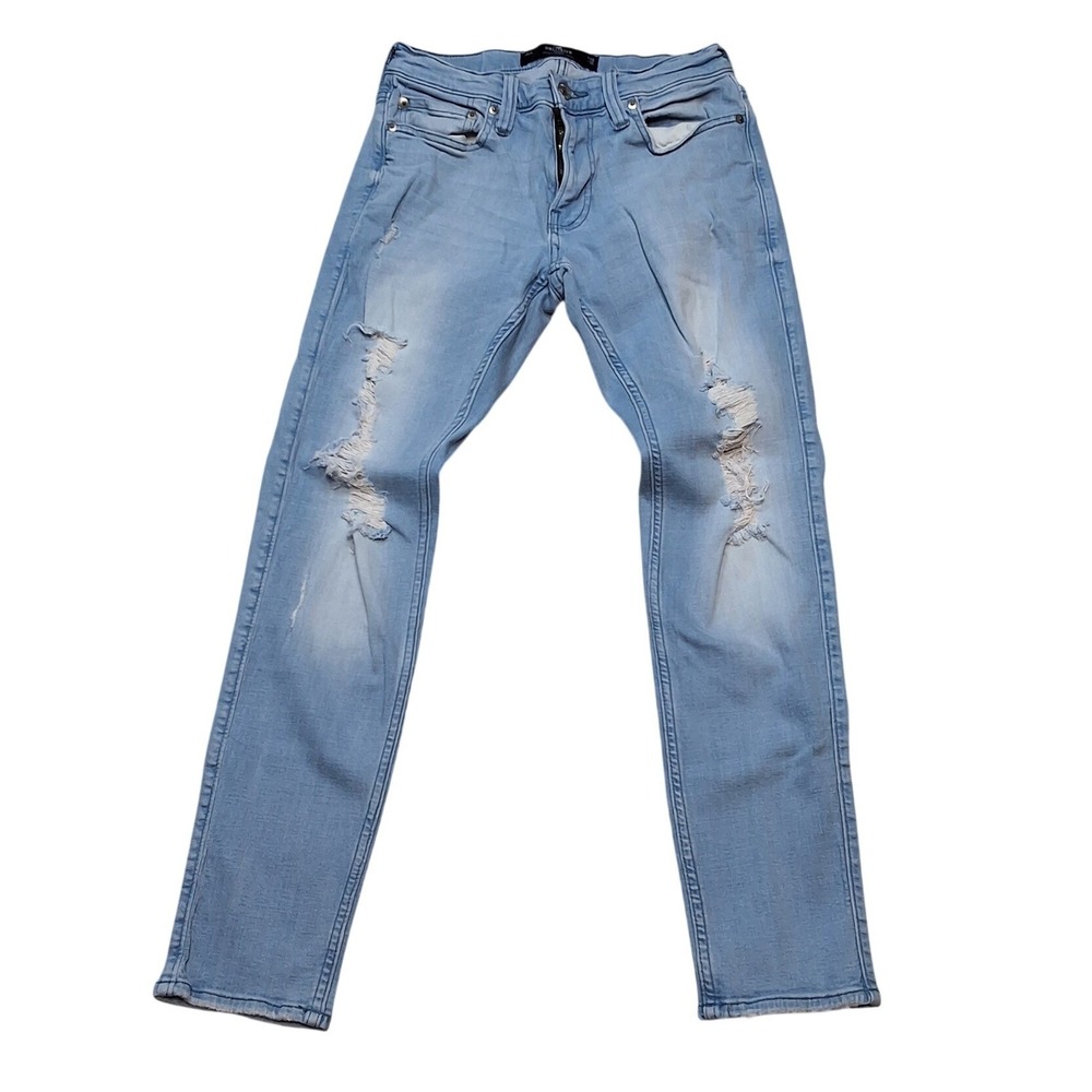 Hollister Skinny Jeans Light Wash Distressed Ripped Advanced Stretch W28 L30